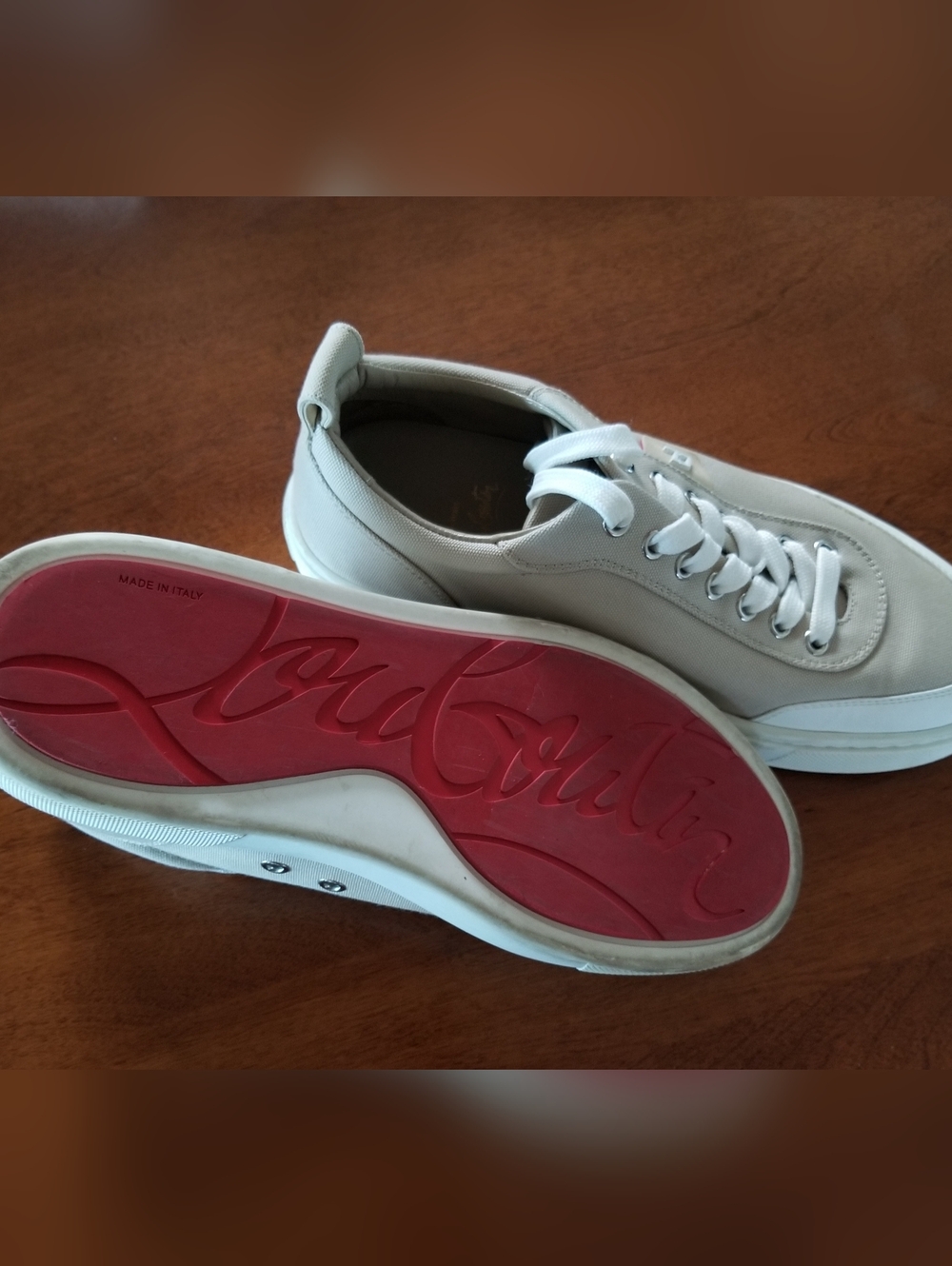 Christian Louboutin Simplerui Beige Canvas Sneakers 39.5 US 9 + COA